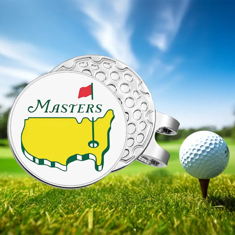 Deluxe Metal 'Masters' inspired Golf Ball Tournament Marker with Hat Clip Golfing Gift