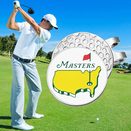 Deluxe Metal 'Masters' inspired Golf Ball Tournament Marker with Hat Clip Golfing Gift