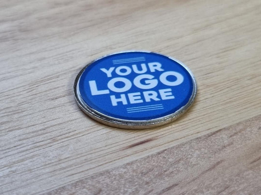 custom logo photo image on a coin shaped weatherproof golf ball marker