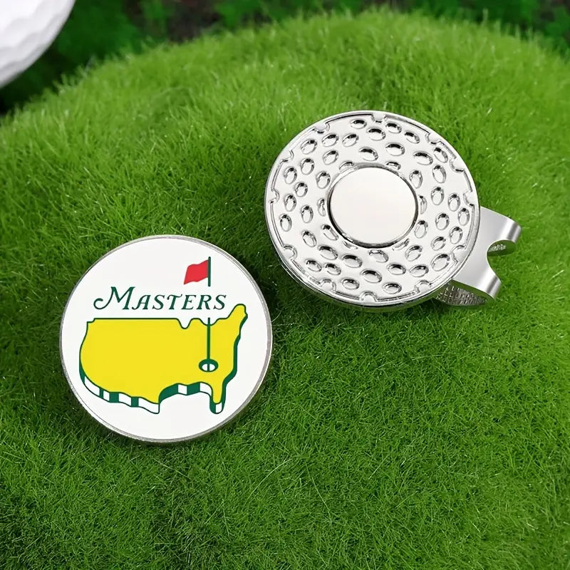 Deluxe Metal 'Masters' inspired Golf Ball Tournament Marker with Hat Clip Golfing Gift