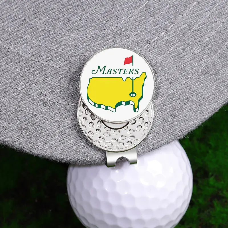 Deluxe Metal 'Masters' inspired Golf Ball Tournament Marker with Hat Clip Golfing Gift