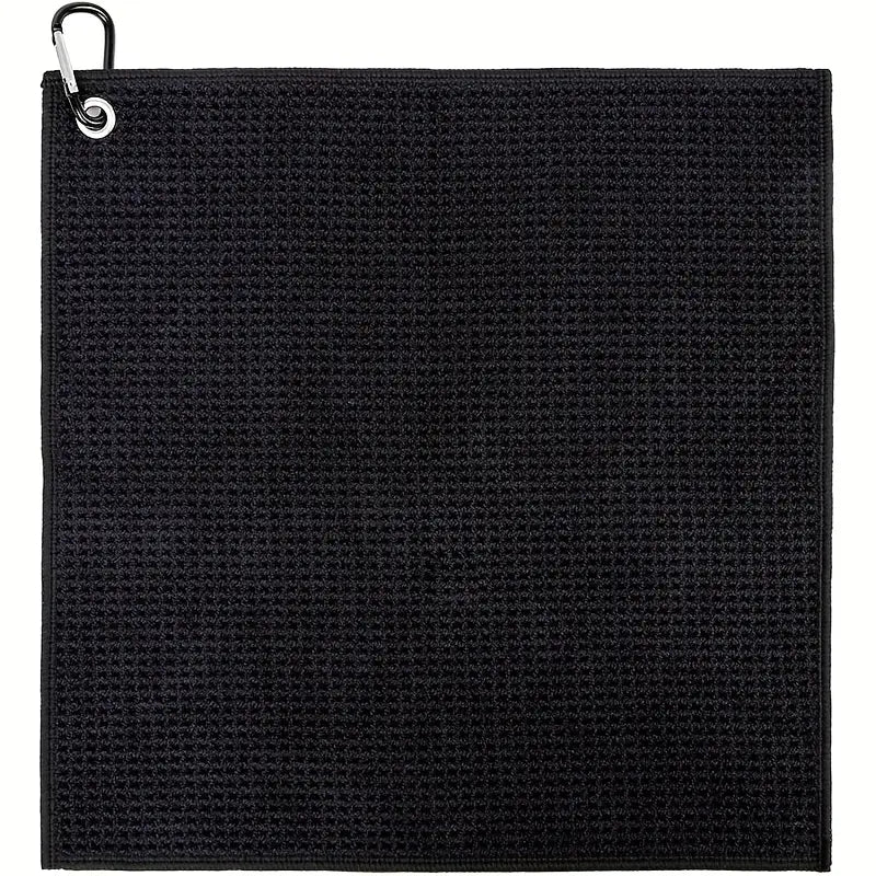 Deluxe Black Waffle Towel 29cm Polyester for Cleaning Club/Balls
