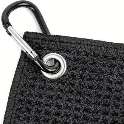 Deluxe Black Waffle Towel 29cm Polyester for Cleaning Club/Balls