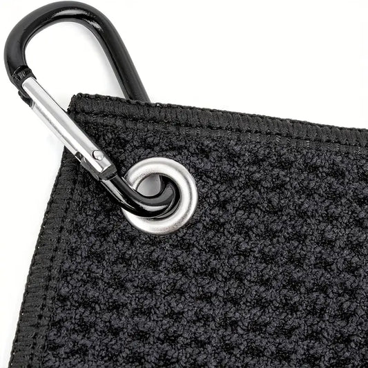 Deluxe Black Waffle Towel 29cm Polyester for Cleaning Club/Balls