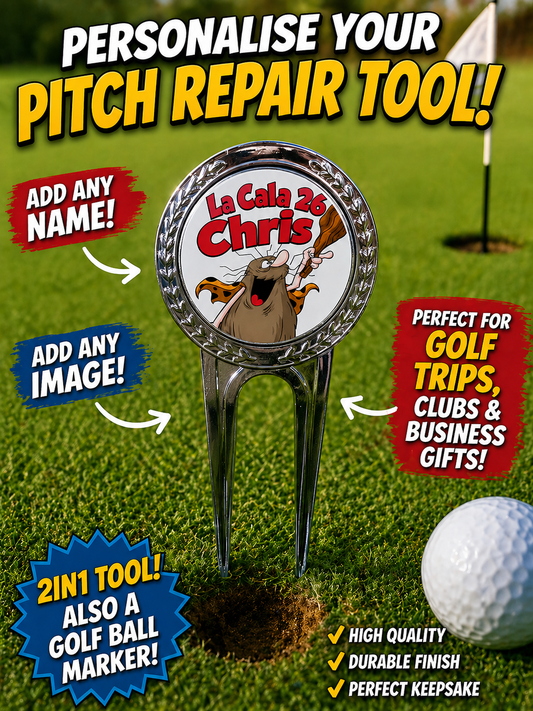 Pitch Repair Tool With Magnetic Personalised Insert Golf Ball Coin Marker