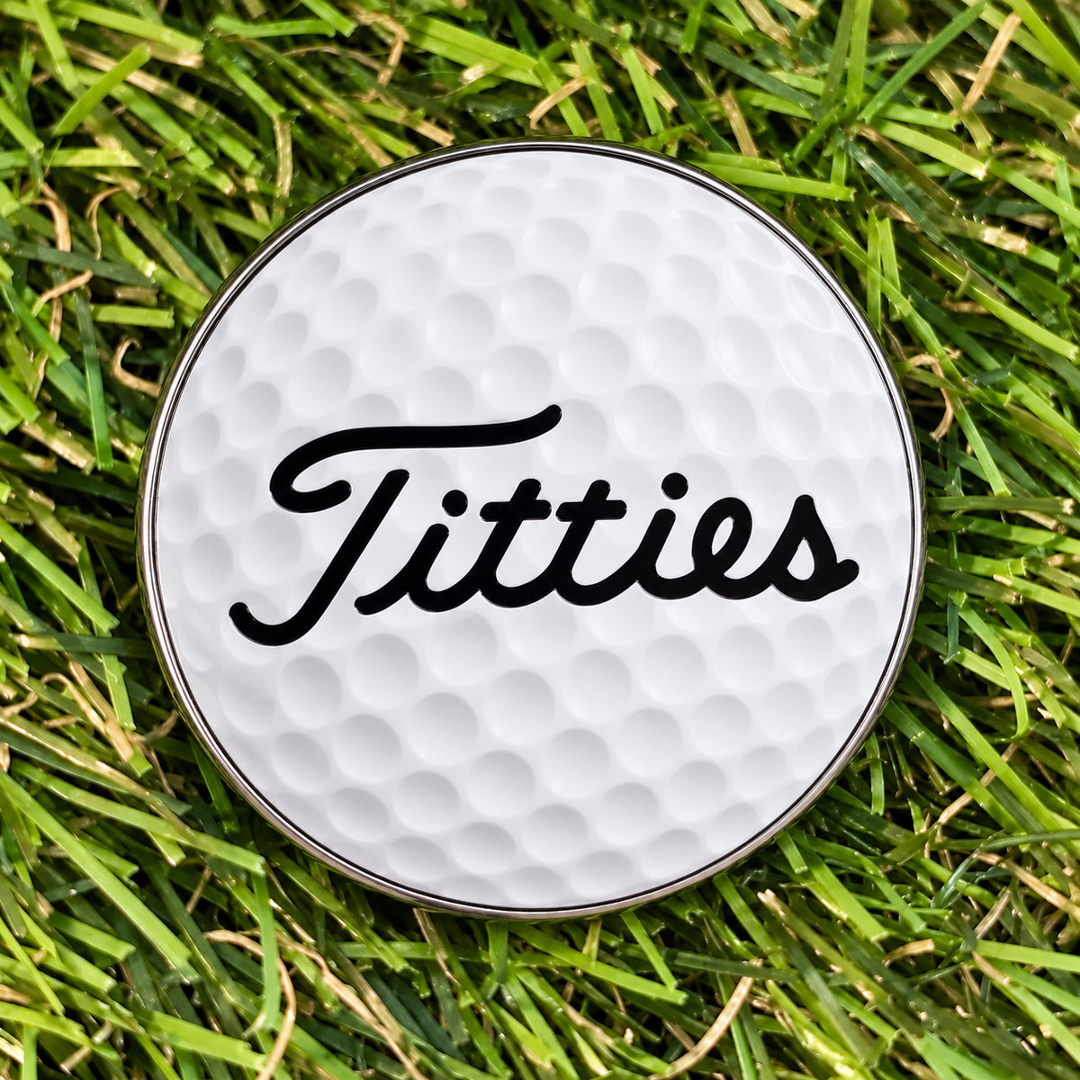 'Titties' Golf Ball Coin Marker - Funny Golfing Ball Marker Gift for Golfers Bag