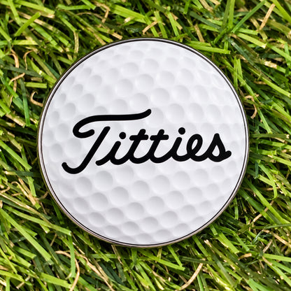 'Titties' Golf Ball Coin Marker - Funny Golfing Ball Marker Gift for Golfers Bag