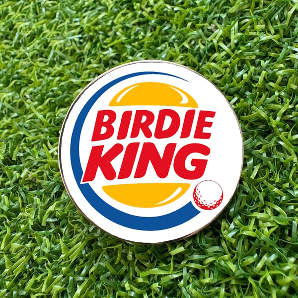 'Birdie King' Deluxe Fun Metal 25mm Golf Ball Coin Marker Gift