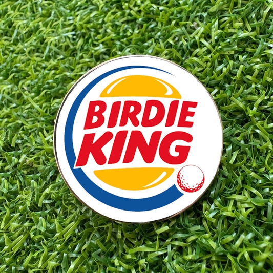 'Birdie King' Deluxe Fun Metal 25mm Golf Ball Coin Marker Gift