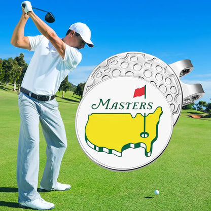 Deluxe Metal 'Masters' inspired Golf Ball Tournament Marker with Hat Clip Golfing Gift