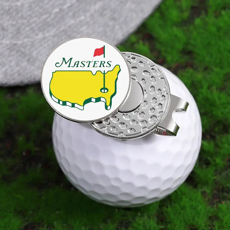 Deluxe Metal 'Masters' inspired Golf Ball Tournament Marker with Hat Clip Golfing Gift