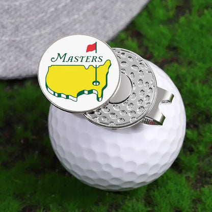 Deluxe Metal 'Masters' inspired Golf Ball Tournament Marker with Hat Clip Golfing Gift