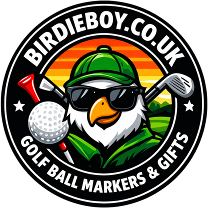 Logo of Birdieboy.co.uk featuring a golf-themed design with an eagle wearing sunglasses and holding golf equipment.