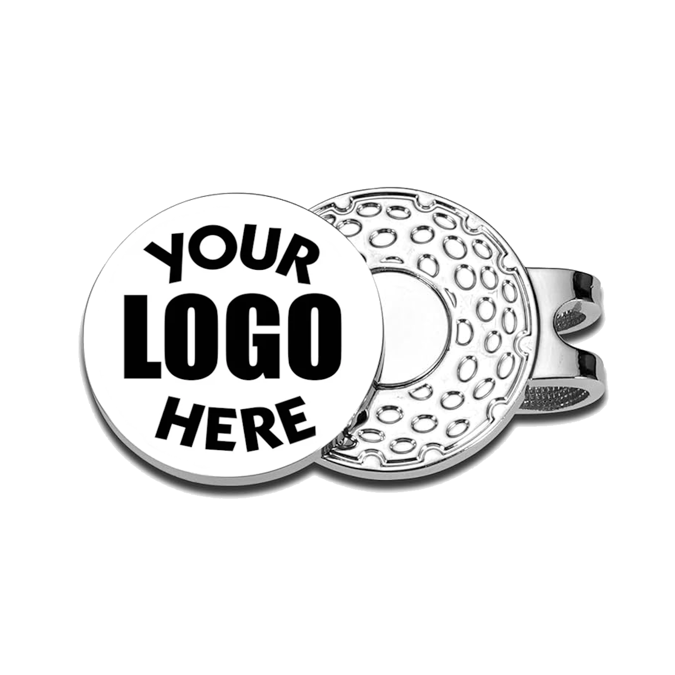 Custom Personalised Metal Golf Ball Marker with Hat Clip - just add your design!