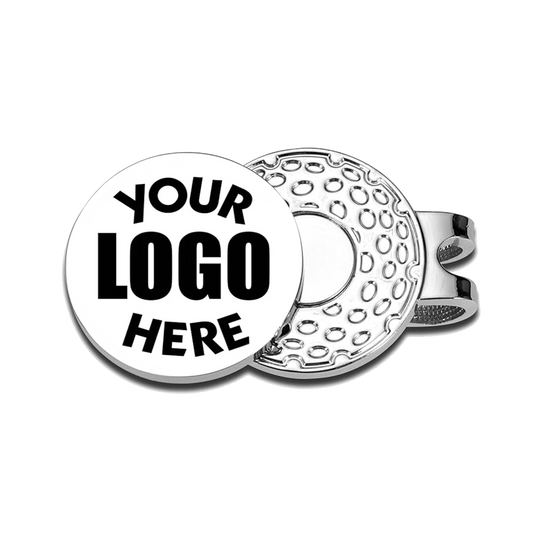 Custom Personalised Metal Golf Ball Marker with Hat Clip - just add your design!