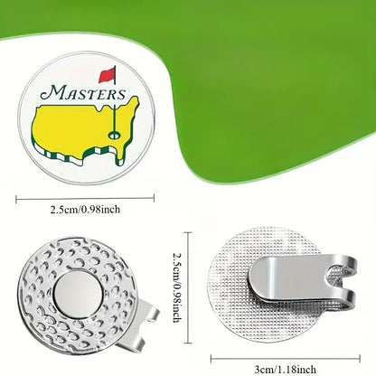 Deluxe Metal 'Masters' inspired Golf Ball Tournament Marker with Hat Clip Golfing Gift
