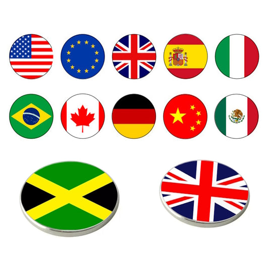 Deluxe Flag Country Metal 25mm Golf Ball Coin Marker Gift for Golfing Bag Set