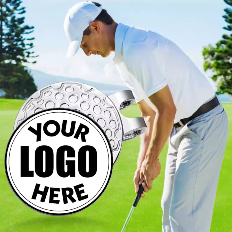 Custom Personalised Metal Golf Ball Marker with Hat Clip - just add your design!